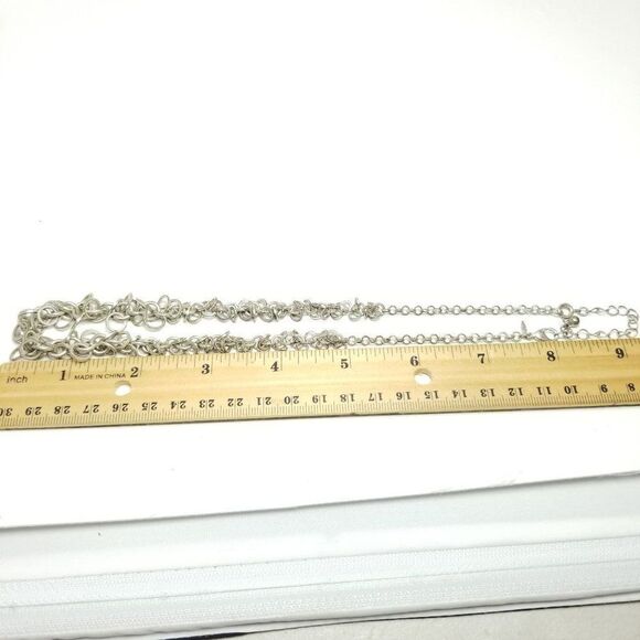 Vintage Avon Unique Chain Necklace, Ring Cluster Design, Silver Tone, Estate - Picture 3 of 5
